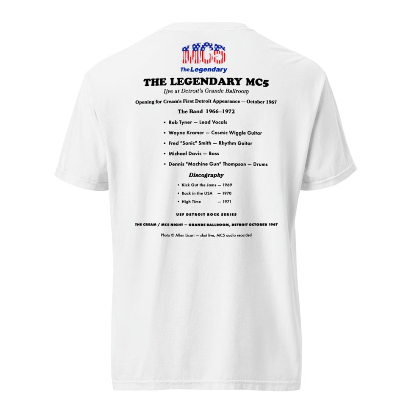 MC5 The Legendary t-shirt, back with band credits